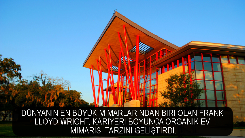 Dünyanın en büyük mimarlarından biri olan Frank Lloyd Wright, kariyeri boyunca organik ev mimarisi tarzını geliştirdi.