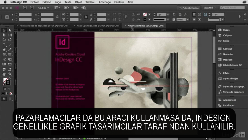 InDesign genellikle grafik