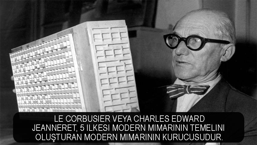 Le Corbusier veya Charles Edward Jeanneret, 5 ilkesi modern mimarinin temelini oluşturan modern mimarinin kurucusudur.