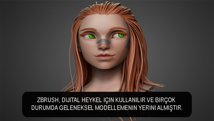 ZBrush, dijital heykel için kullanılır ve birçok durumda geleneksel modellemenin yerini almıştır.