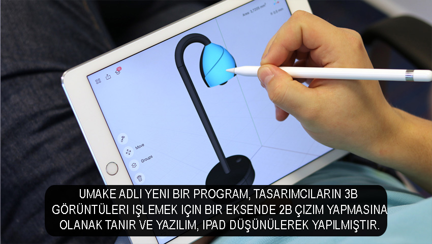 uMake adlı yeni bir program, tasarımcıların 3B görüntüleri işlemek için bir eksende 2B çizim yapmasına olanak tanır ve yazılım, iPad düşünülerek yapılmıştır.